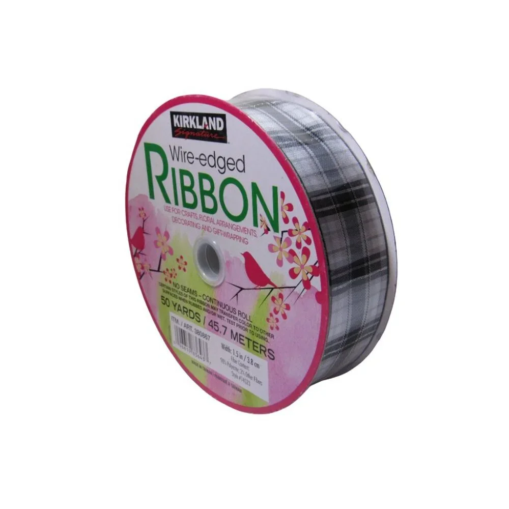 Wire Edged Ribbon Plaid Gift Wrapping 1.5